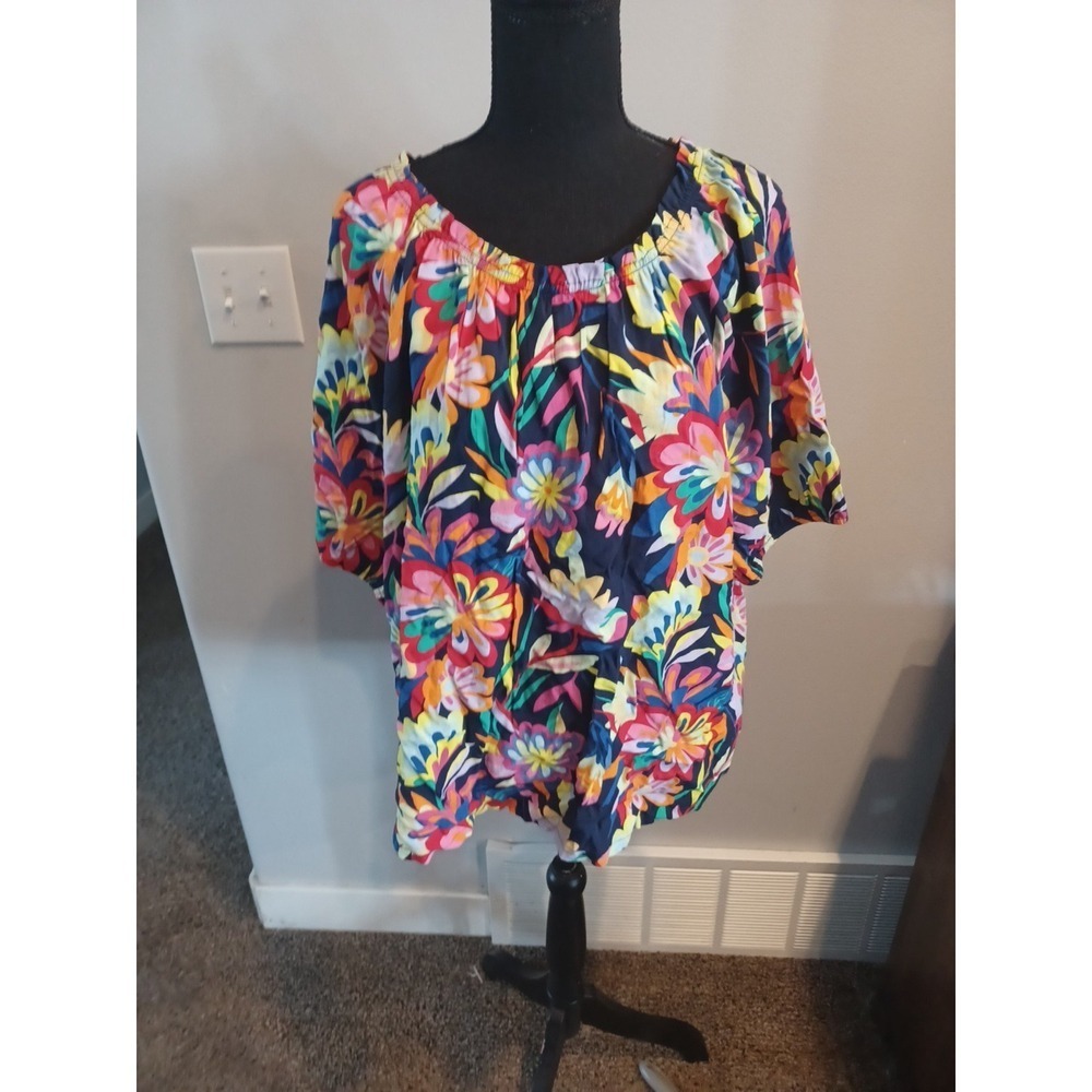 Sonoma Community Whitney Salgado Navy Floral Woven‎ Top XXL NWT WR33W120RP